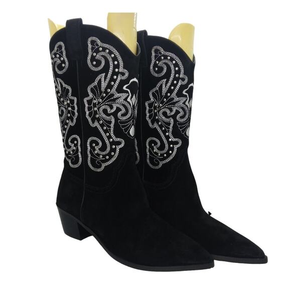 Dolce Vita Shoes - DOLCE VITA SULA Womens NEW Black Suede Embroidered Cowgirl Boots - Size: 10